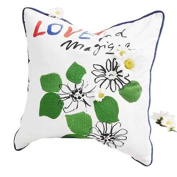 Anthropologie Hotel Magique Pillow Love & Magigue 20x20 Floral Accent Pillow NEW